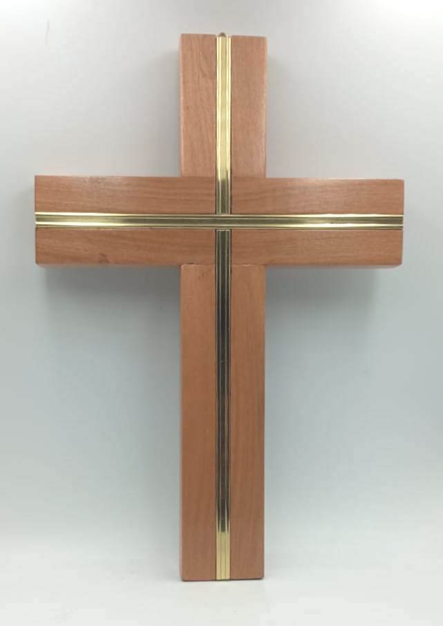 Cruz Madera y Bronce  - 28 cms.
