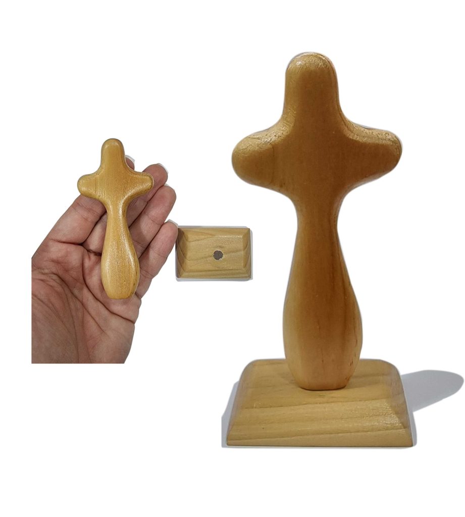 Cruz viajera madera natural 10x5cm