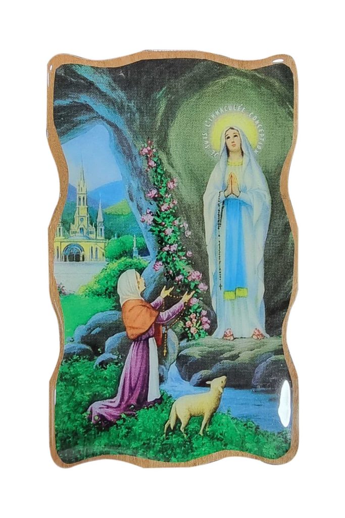 Cuadrito Virgen de Lourdes verde
