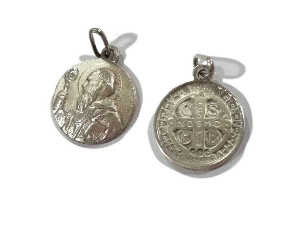 Medalla de plata San Benito 14mm imp