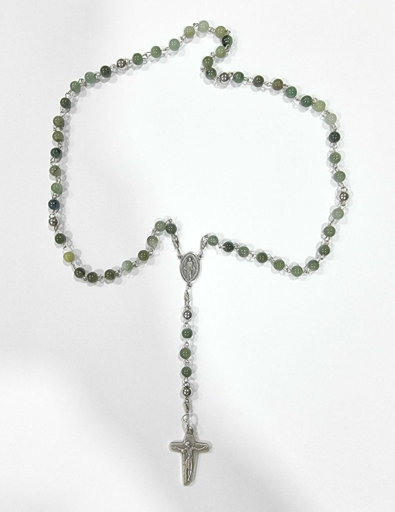 Rosario en Jade verde y Plata